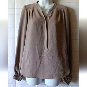 BROCHU WALKER Taupe Pullover Smocked Cuff Top